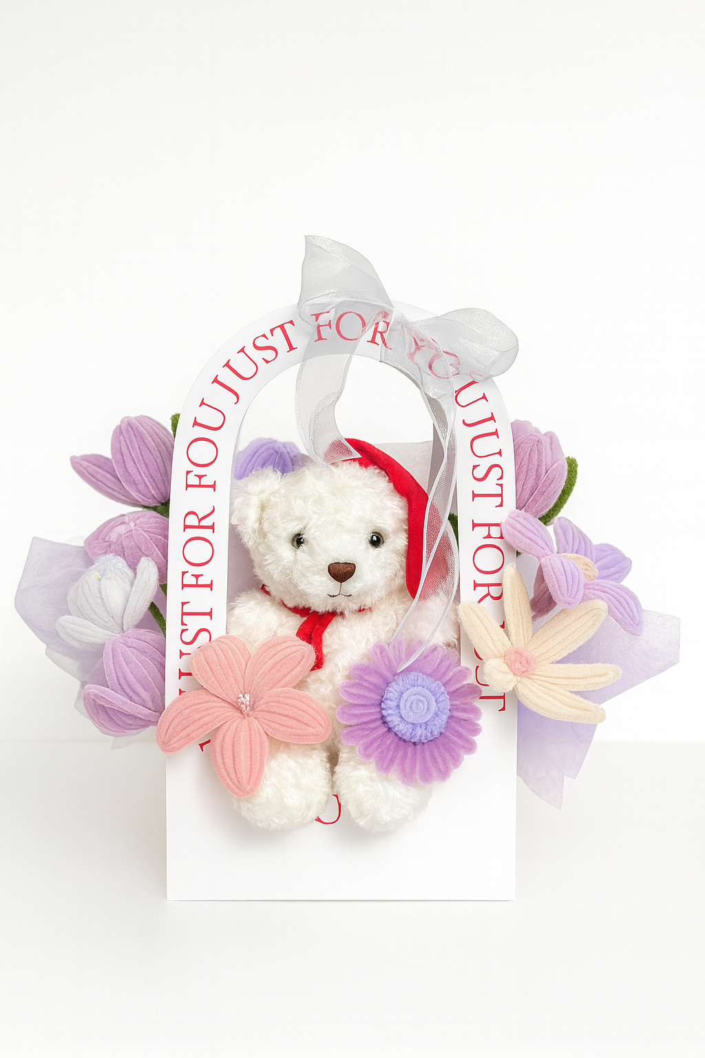 Premium Santa Bear Basket (Purple)