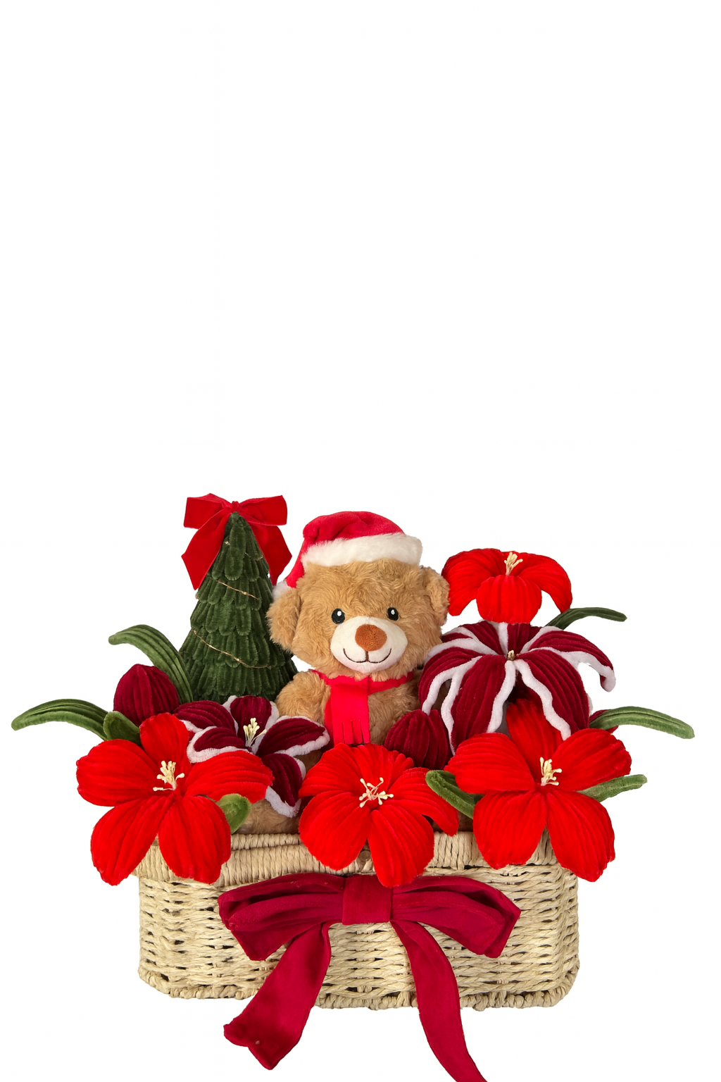 Santa Bear & Blossoms Gift Basket