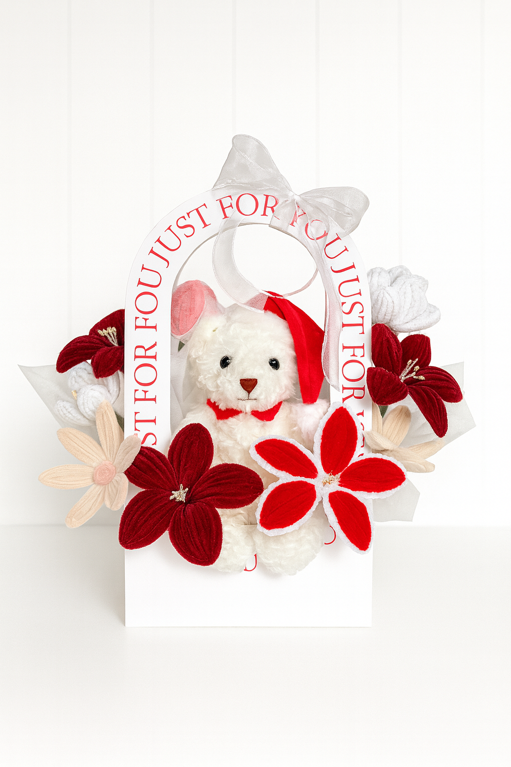 Premium Santa Bear Basket (Red)