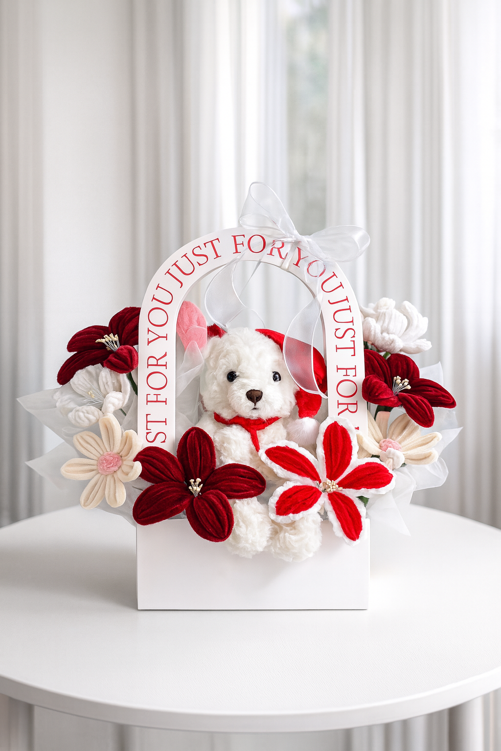 Premium Santa Bear Basket (Red)