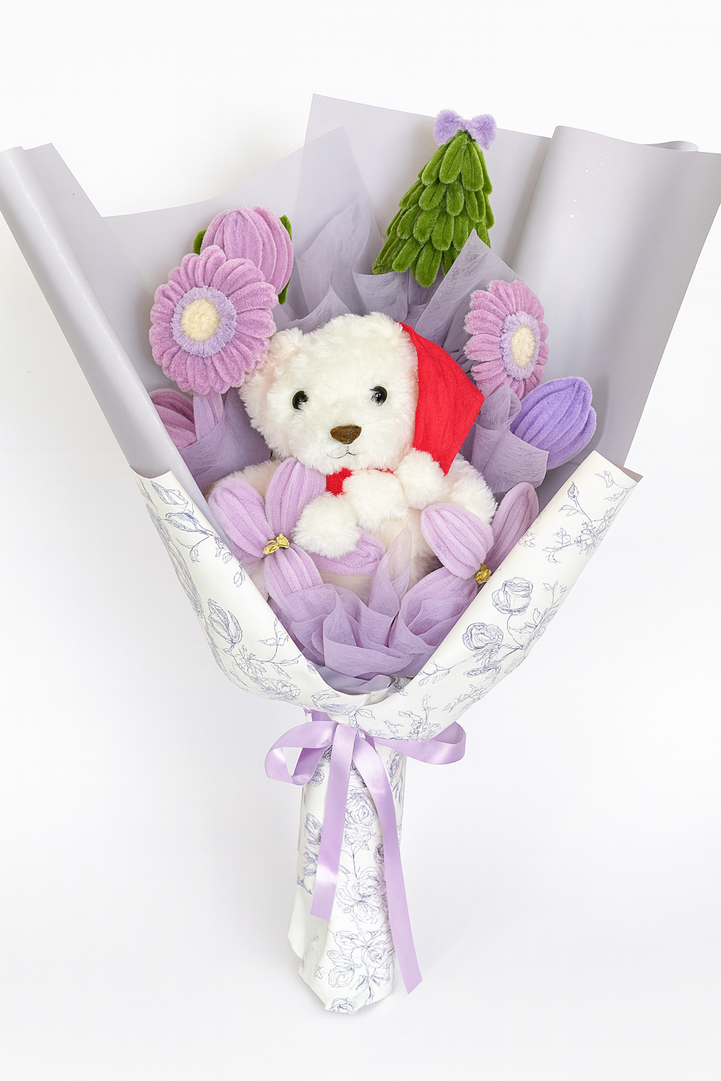 Santa Bear Bouquet (Purple)