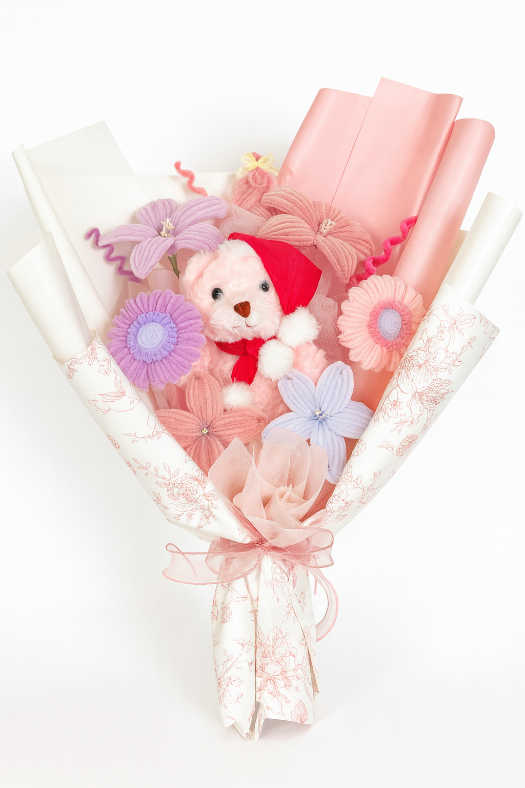 Santa Bear Bouquet (Pink)