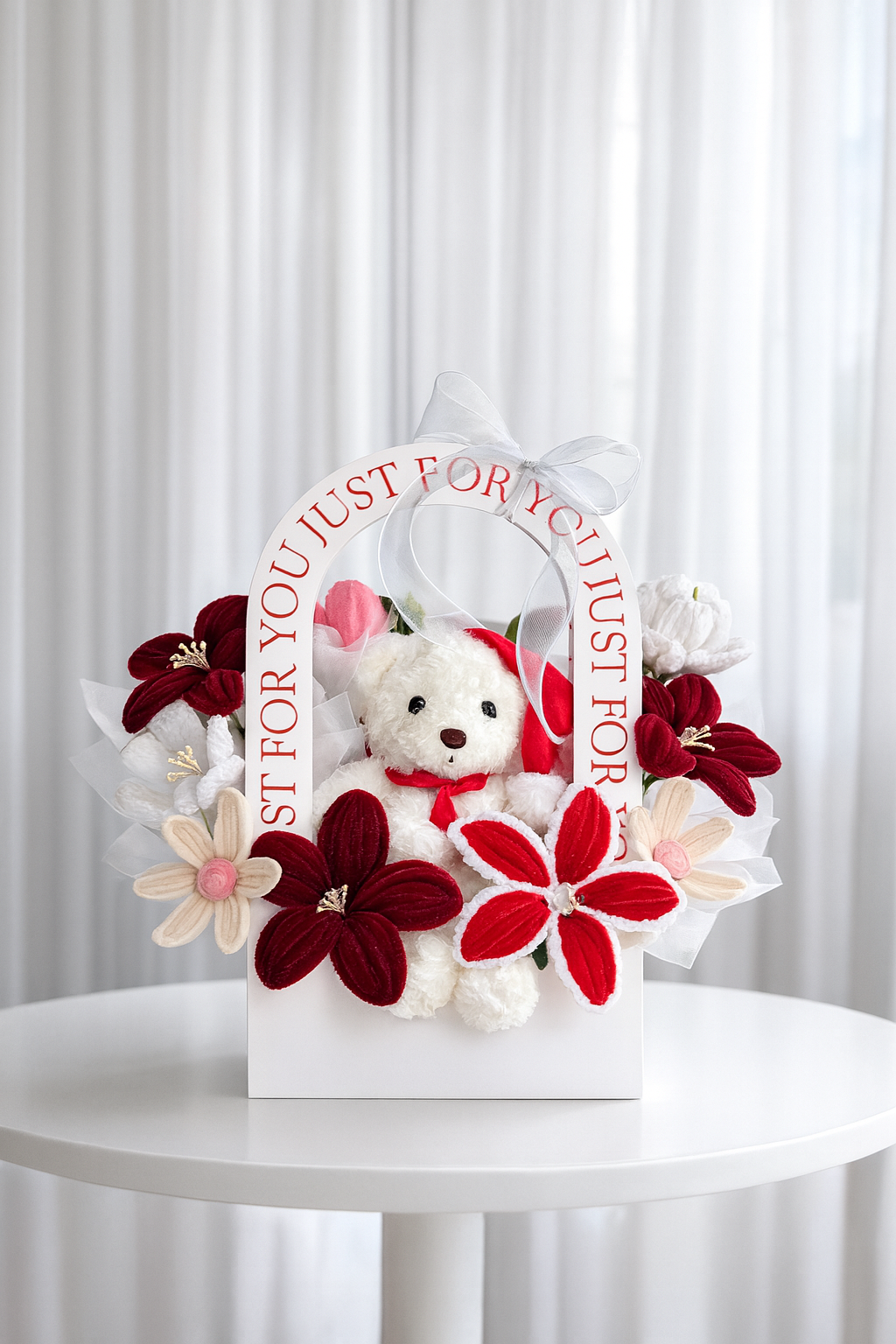 Premium Santa Bear Basket (Red)
